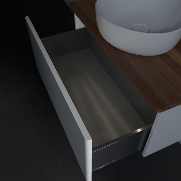 Villeroy & Boch Antao Waschbeckenunterschrank, 80 x 36 cm, 1 Auszug mit LED-Licht, Front ohne Struktur, ohne Hahnloch