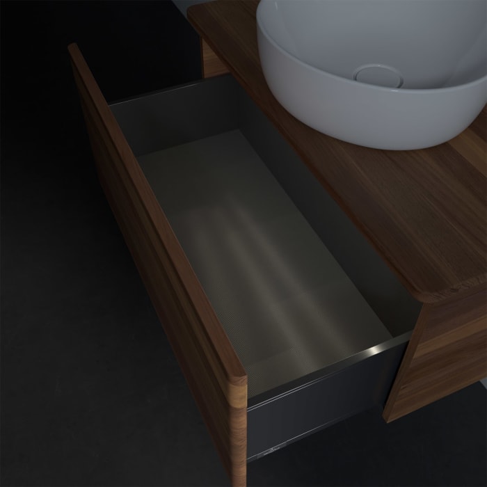 Villeroy & Boch Antao Waschbeckenunterschrank, 80 x 36 cm, 1 Auszug mit LED-Licht, Front ohne Struktur, ohne Hahnloch