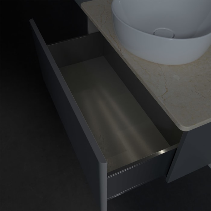 Villeroy & Boch Antao Waschbeckenunterschrank, 80 x 36 cm, 1 Auszug mit LED-Licht, Front ohne Struktur, ohne Hahnloch