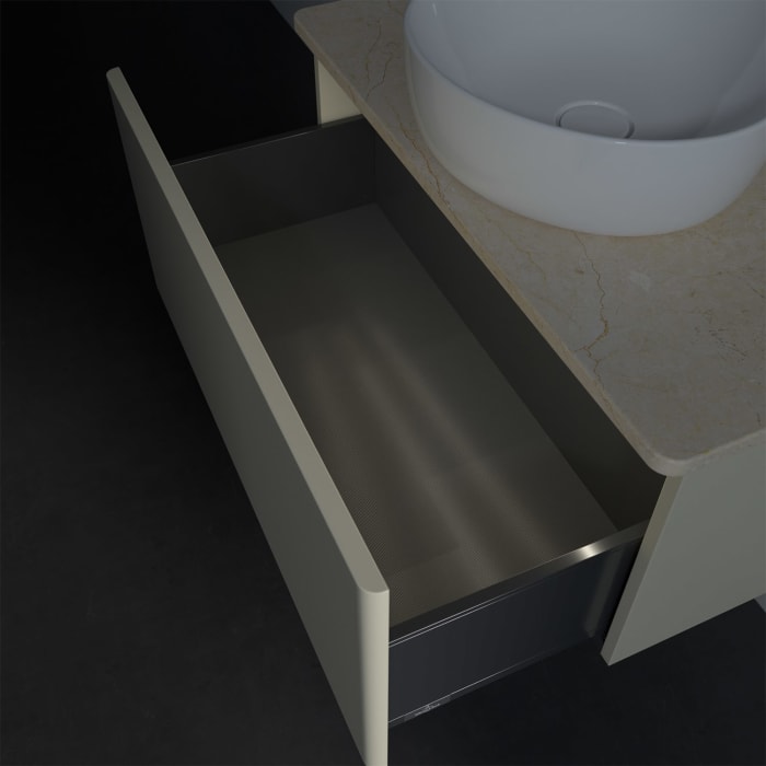 Villeroy & Boch Antao Waschbeckenunterschrank, 80 x 36 cm, 1 Auszug mit LED-Licht, Front ohne Struktur, ohne Hahnloch