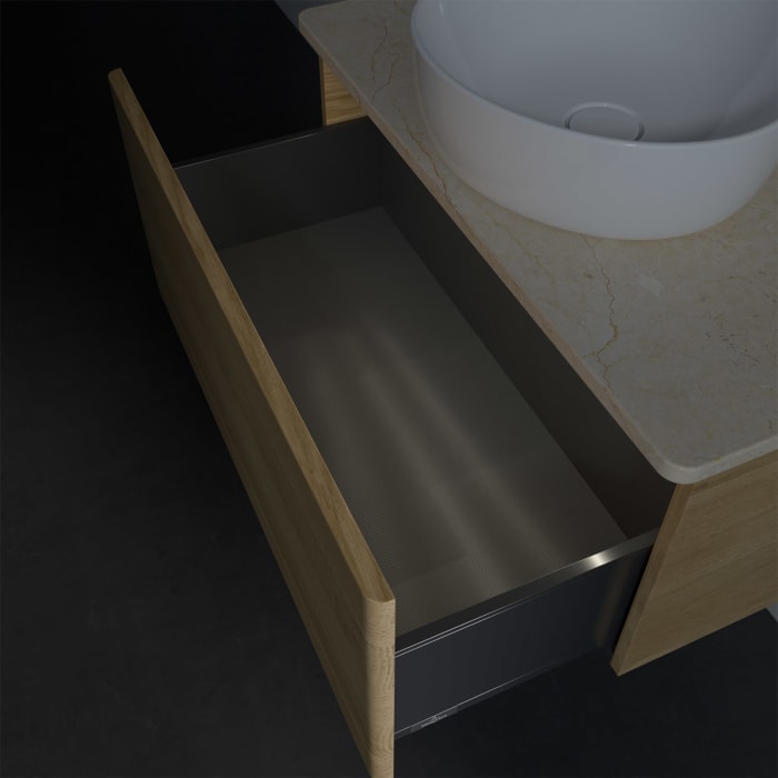 Villeroy & Boch Antao Waschbeckenunterschrank, 80 x 36 cm, 1 Auszug mit LED-Licht, Front ohne Struktur, ohne Hahnloch