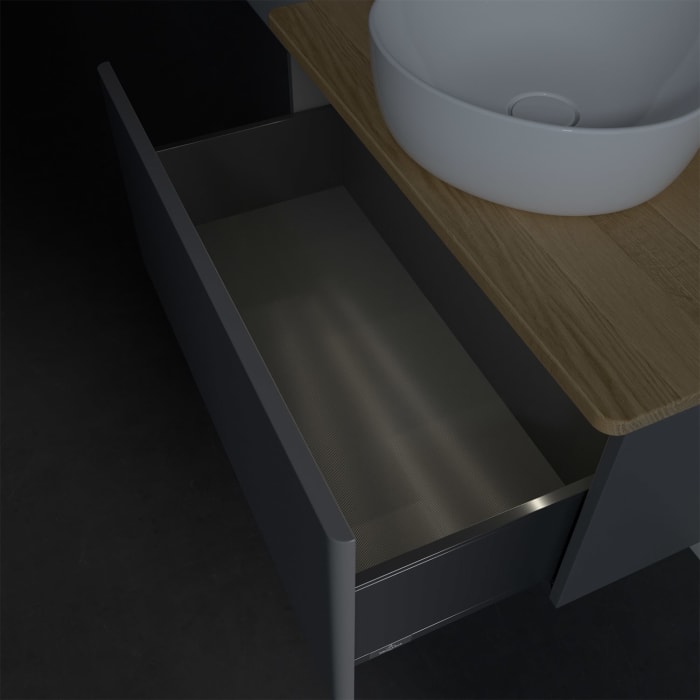 Villeroy & Boch Antao Waschbeckenunterschrank, 80 x 36 cm, 1 Auszug mit LED-Licht, Front ohne Struktur, mit Hahnloch