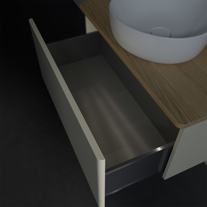 Villeroy & Boch Antao Waschbeckenunterschrank, 80 x 36 cm, 1 Auszug mit LED-Licht, Front ohne Struktur, mit Hahnloch