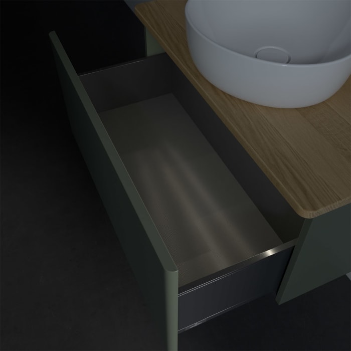 Villeroy & Boch Antao Waschbeckenunterschrank, 80 x 36 cm, 1 Auszug mit LED-Licht, Front ohne Struktur, mit Hahnloch