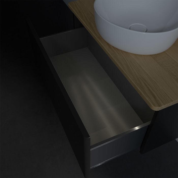 Villeroy & Boch Antao Waschbeckenunterschrank, 80 x 36 cm, 1 Auszug mit LED-Licht, Front ohne Struktur, mit Hahnloch