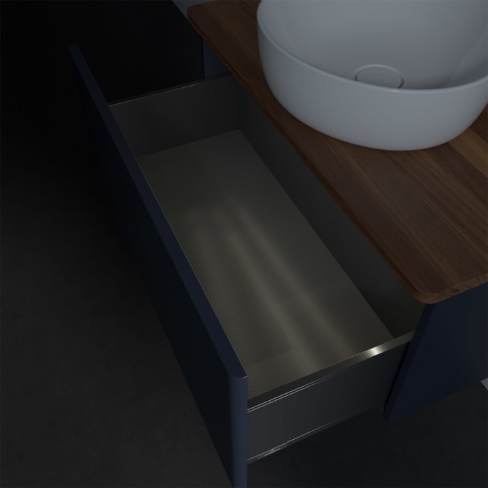 Villeroy & Boch Antao Waschbeckenunterschrank, 80 x 36 cm, 1 Auszug mit LED-Licht, Front ohne Struktur, mit Hahnloch