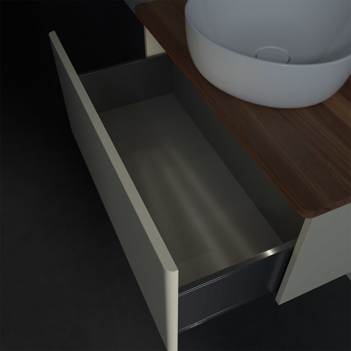 Villeroy & Boch Antao Waschbeckenunterschrank, 80 x 36 cm, 1 Auszug mit LED-Licht, Front ohne Struktur, mit Hahnloch