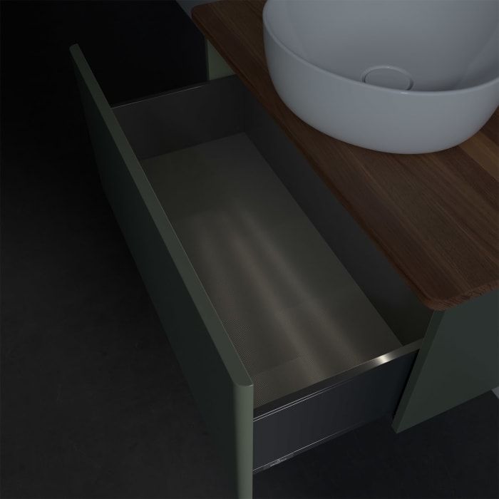 Villeroy & Boch Antao Waschbeckenunterschrank, 80 x 36 cm, 1 Auszug mit LED-Licht, Front ohne Struktur, mit Hahnloch