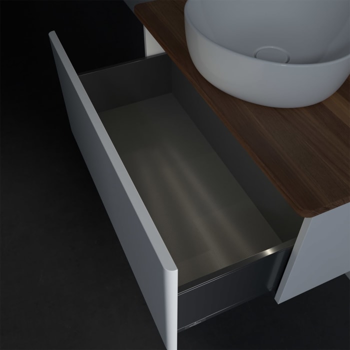 Villeroy & Boch Antao Waschbeckenunterschrank, 80 x 36 cm, 1 Auszug mit LED-Licht, Front ohne Struktur, mit Hahnloch