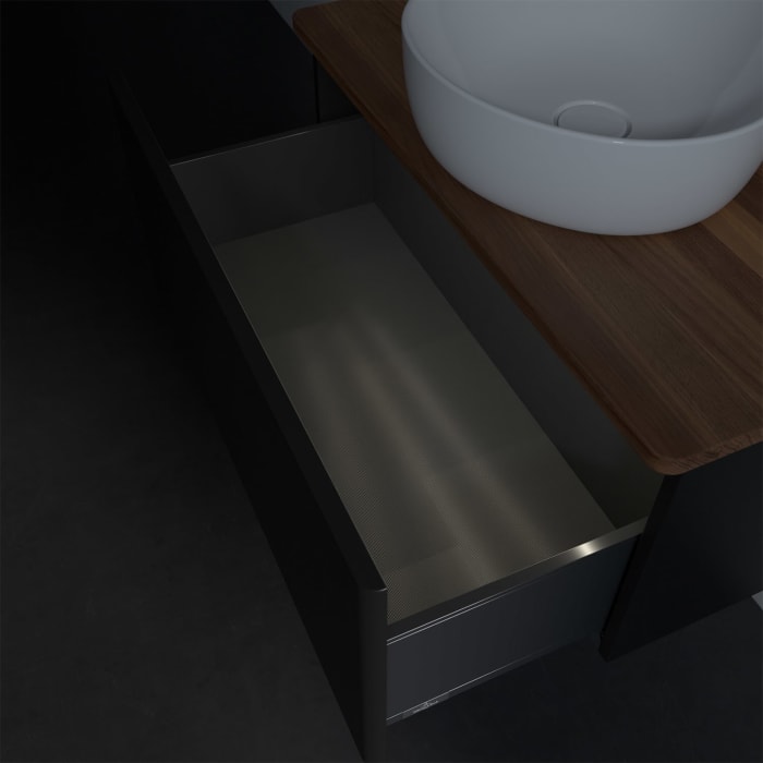 Villeroy & Boch Antao Waschbeckenunterschrank, 80 x 36 cm, 1 Auszug mit LED-Licht, Front ohne Struktur, mit Hahnloch