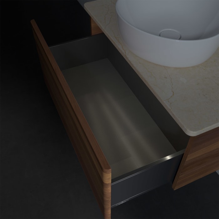 Villeroy & Boch Antao Waschbeckenunterschrank, 80 x 36 cm, 1 Auszug mit LED-Licht, Front ohne Struktur, mit Hahnloch