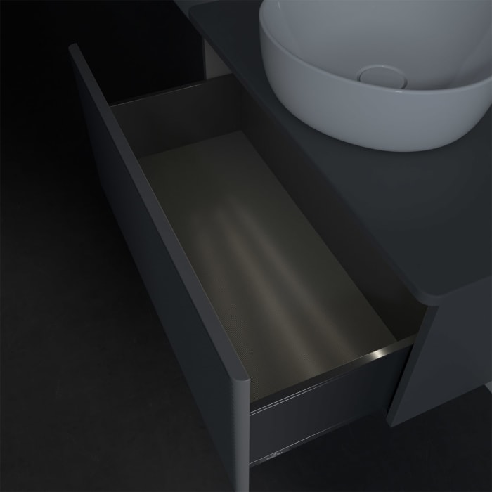 Villeroy & Boch Antao Waschbeckenunterschrank, 80 x 36 cm, 1 Auszug mit LED-Licht, Front mit Struktur, ohne Hahnloch
