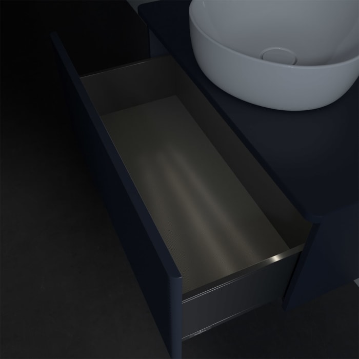 Villeroy & Boch Antao Waschbeckenunterschrank, 80 x 36 cm, 1 Auszug mit LED-Licht, Front mit Struktur, ohne Hahnloch