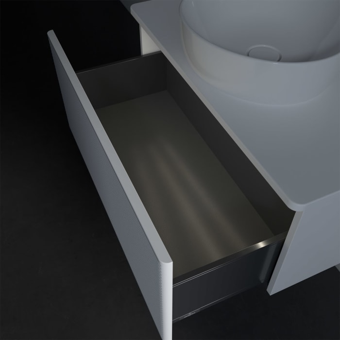 Villeroy & Boch Antao Waschbeckenunterschrank, 80 x 36 cm, 1 Auszug mit LED-Licht, Front mit Struktur, ohne Hahnloch