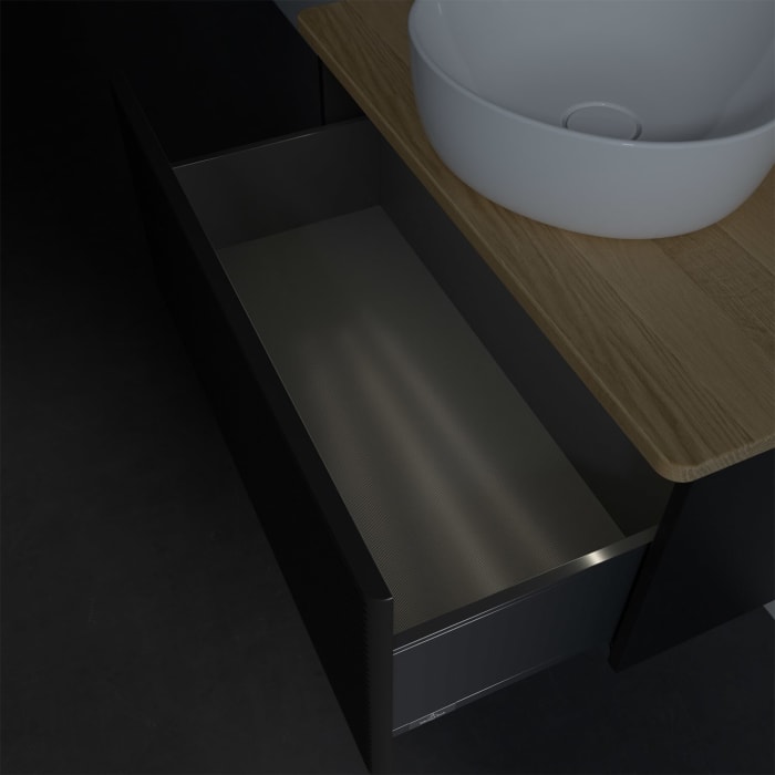 Villeroy & Boch Antao Waschbeckenunterschrank, 80 x 36 cm, 1 Auszug mit LED-Licht, Front mit Struktur, ohne Hahnloch