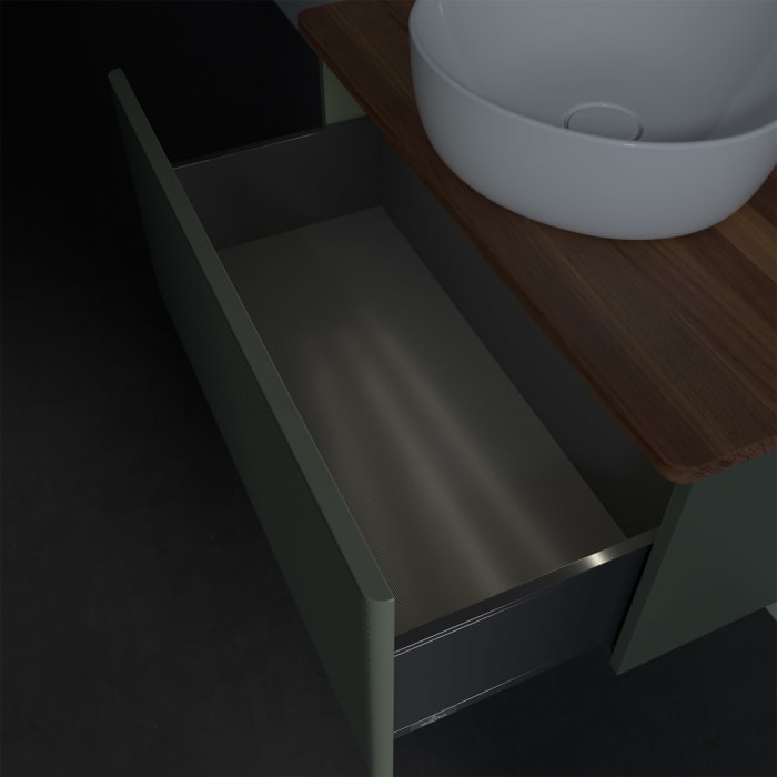 Villeroy & Boch Antao Waschbeckenunterschrank, 80 x 36 cm, 1 Auszug mit LED-Licht, Front mit Struktur, ohne Hahnloch