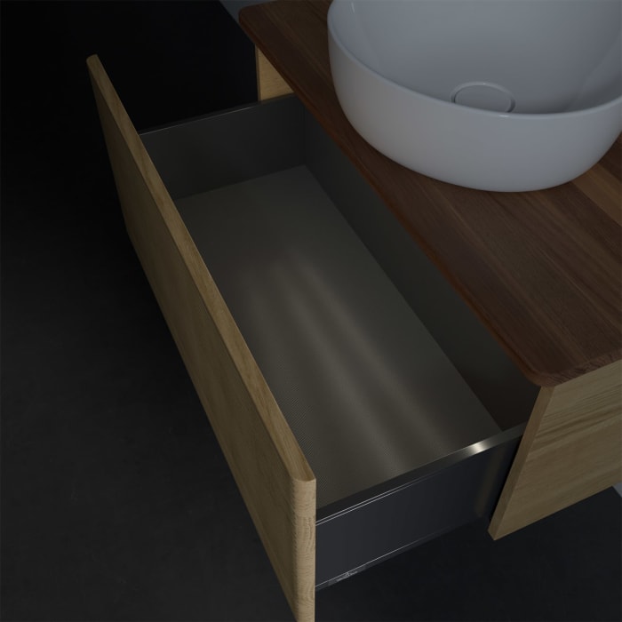 Villeroy & Boch Antao Waschbeckenunterschrank, 80 x 36 cm, 1 Auszug mit LED-Licht, Front mit Struktur, ohne Hahnloch