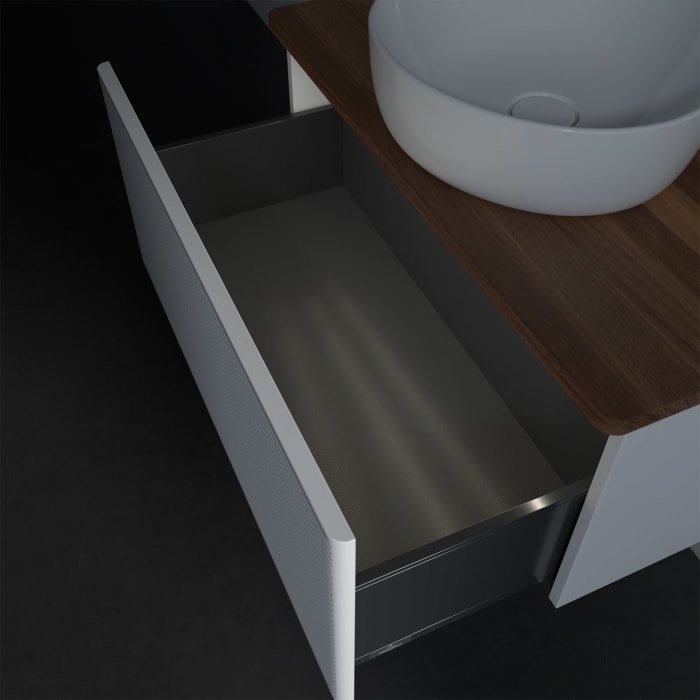 Villeroy & Boch Antao Waschbeckenunterschrank, 80 x 36 cm, 1 Auszug mit LED-Licht, Front mit Struktur, ohne Hahnloch