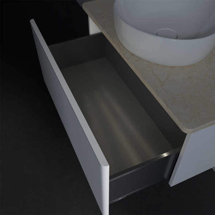 Villeroy & Boch Antao Waschbeckenunterschrank, 80 x 36 cm, 1 Auszug mit LED-Licht, Front mit Struktur, ohne Hahnloch