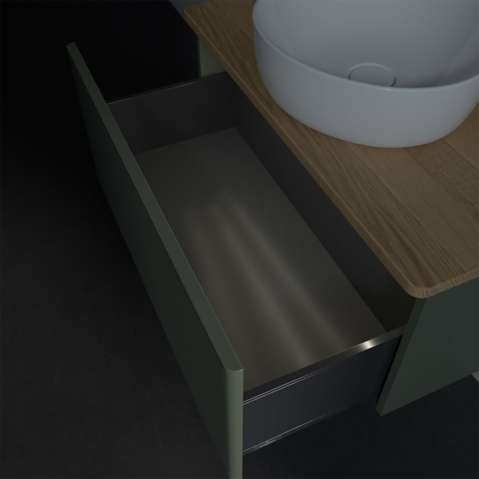 Villeroy & Boch Antao Waschbeckenunterschrank, 80 x 36 cm, 1 Auszug mit LED-Licht, Front mit Struktur, mit Hahnloch