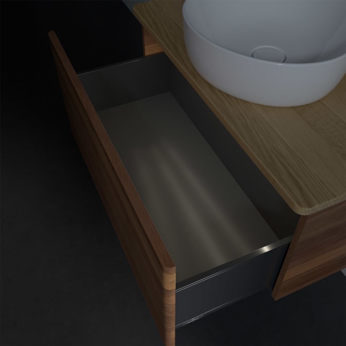 Villeroy & Boch Antao Waschbeckenunterschrank, 80 x 36 cm, 1 Auszug mit LED-Licht, Front mit Struktur, mit Hahnloch