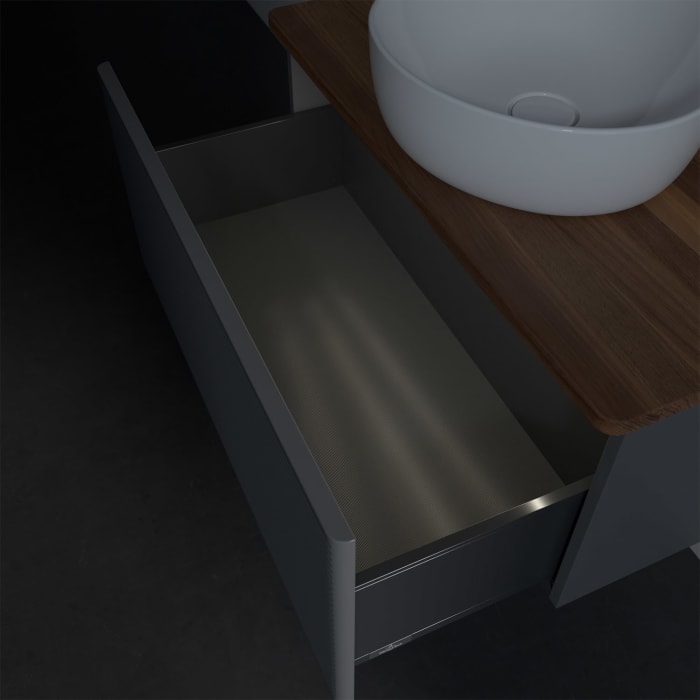 Villeroy & Boch Antao Waschbeckenunterschrank, 80 x 36 cm, 1 Auszug mit LED-Licht, Front mit Struktur, mit Hahnloch