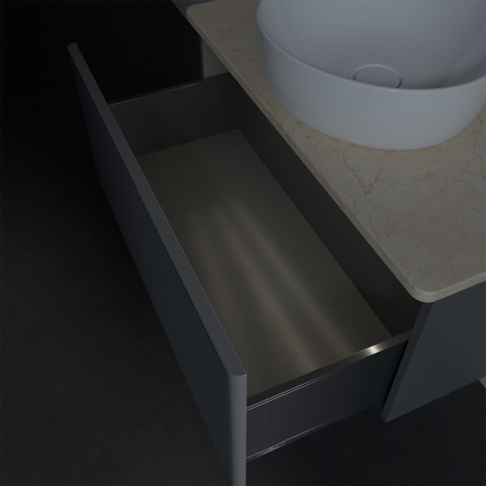 Villeroy & Boch Antao Waschbeckenunterschrank, 80 x 36 cm, 1 Auszug mit LED-Licht, Front mit Struktur, mit Hahnloch