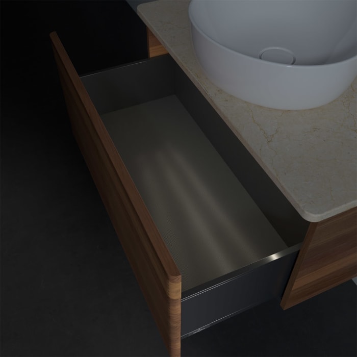 Villeroy & Boch Antao Waschbeckenunterschrank, 80 x 36 cm, 1 Auszug mit LED-Licht, Front mit Struktur, mit Hahnloch