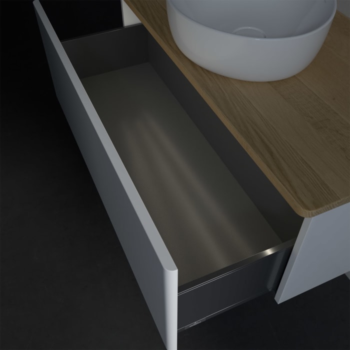 Villeroy & Boch Antao Waschbeckenunterschrank, 100 x 36 cm, 1 Auszug mit LED-Licht, Front ohne Struktur, ohne Hahnloch