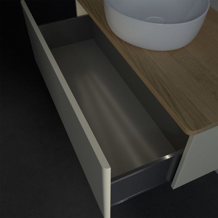 Villeroy & Boch Antao Waschbeckenunterschrank, 100 x 36 cm, 1 Auszug mit LED-Licht, Front ohne Struktur, ohne Hahnloch