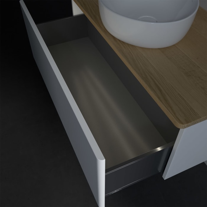 Villeroy & Boch Antao Waschbeckenunterschrank, 100 x 36 cm, 1 Auszug mit LED-Licht, Front ohne Struktur, ohne Hahnloch