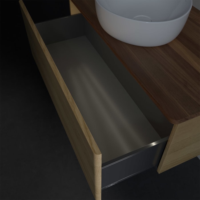 Villeroy & Boch Antao Waschbeckenunterschrank, 100 x 36 cm, 1 Auszug mit LED-Licht, Front ohne Struktur, ohne Hahnloch