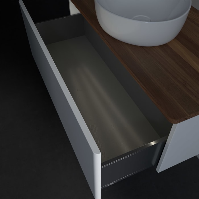 Villeroy & Boch Antao Waschbeckenunterschrank, 100 x 36 cm, 1 Auszug mit LED-Licht, Front ohne Struktur, ohne Hahnloch