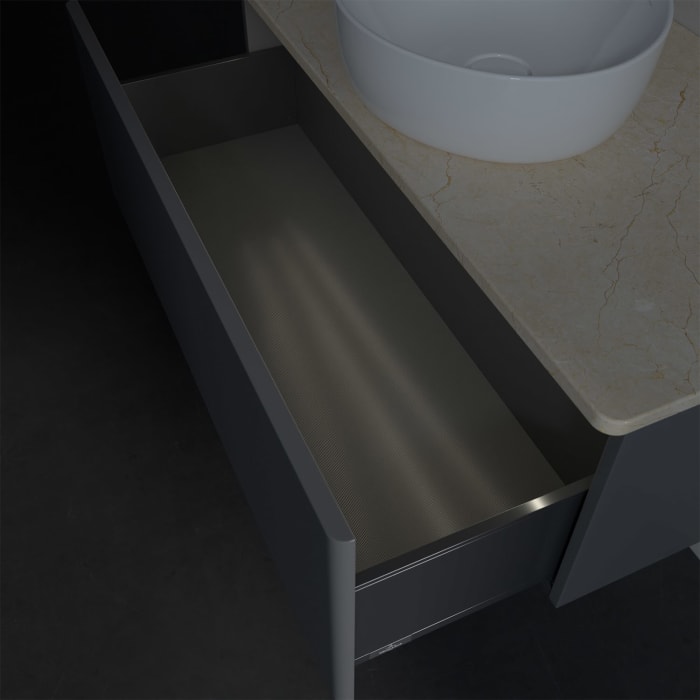 Villeroy & Boch Antao Waschbeckenunterschrank, 100 x 36 cm, 1 Auszug mit LED-Licht, Front ohne Struktur, ohne Hahnloch