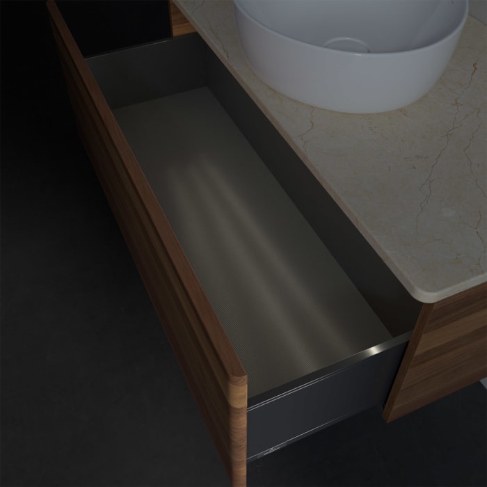 Villeroy & Boch Antao Waschbeckenunterschrank, 100 x 36 cm, 1 Auszug mit LED-Licht, Front ohne Struktur, ohne Hahnloch