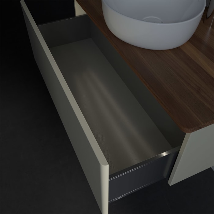 Villeroy & Boch Antao Waschbeckenunterschrank, 100 x 36 cm, 1 Auszug mit LED-Licht, Front ohne Struktur, mit Hahnloch