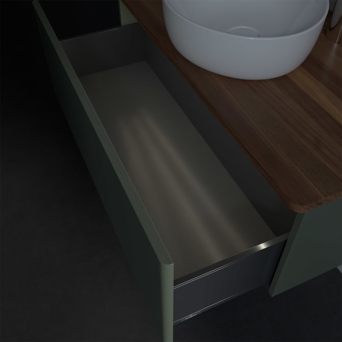 Villeroy & Boch Antao Waschbeckenunterschrank, 100 x 36 cm, 1 Auszug mit LED-Licht, Front ohne Struktur, mit Hahnloch