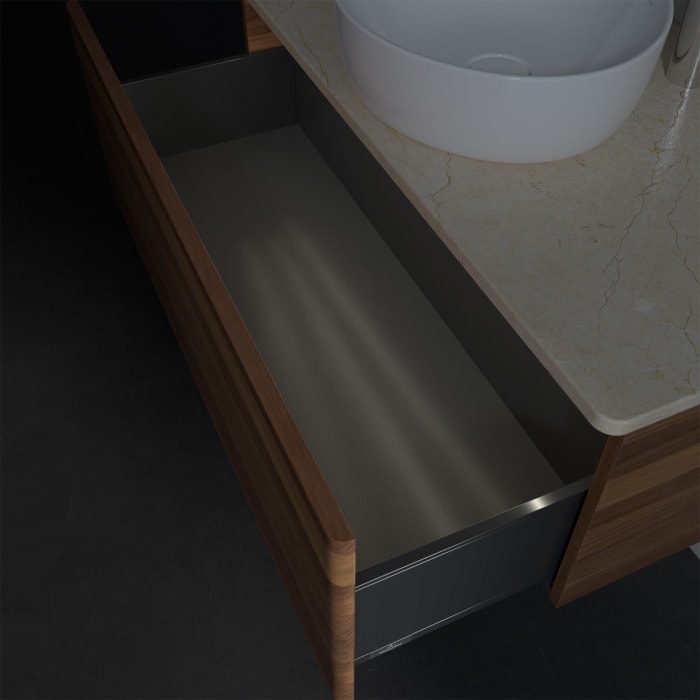 Villeroy & Boch Antao Waschbeckenunterschrank, 100 x 36 cm, 1 Auszug mit LED-Licht, Front ohne Struktur, mit Hahnloch