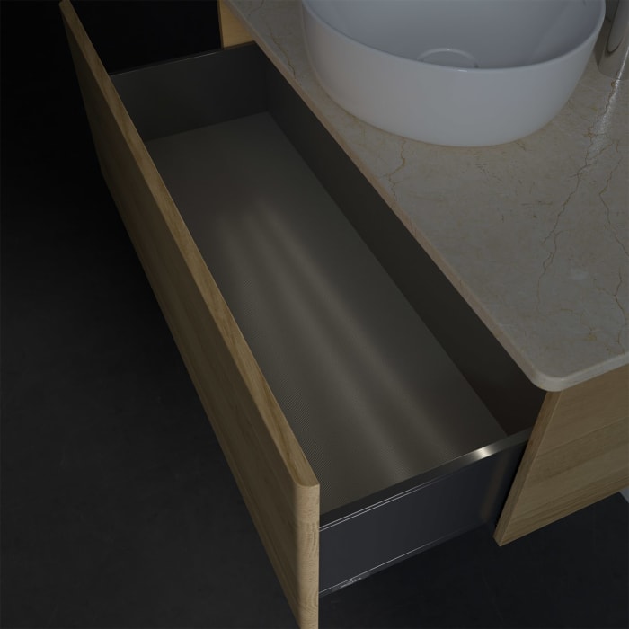 Villeroy & Boch Antao Waschbeckenunterschrank, 100 x 36 cm, 1 Auszug mit LED-Licht, Front ohne Struktur, mit Hahnloch