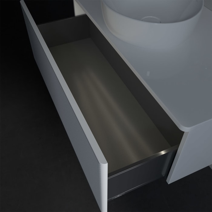 Villeroy & Boch Antao Waschbeckenunterschrank, 100 x 36 cm, 1 Auszug mit LED-Licht, Front mit Struktur, ohne Hahnloch
