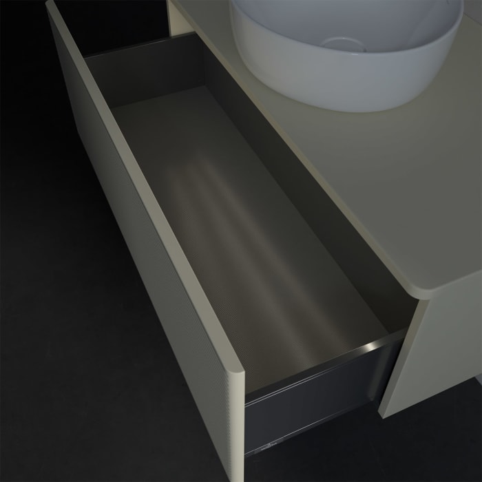 Villeroy & Boch Antao Waschbeckenunterschrank, 100 x 36 cm, 1 Auszug mit LED-Licht, Front mit Struktur, ohne Hahnloch