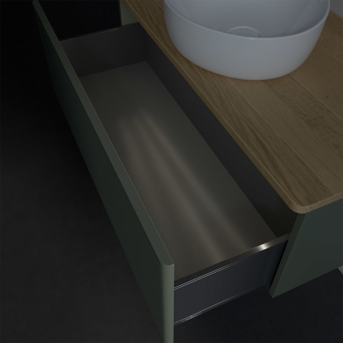 Villeroy & Boch Antao Waschbeckenunterschrank, 100 x 36 cm, 1 Auszug mit LED-Licht, Front mit Struktur, ohne Hahnloch