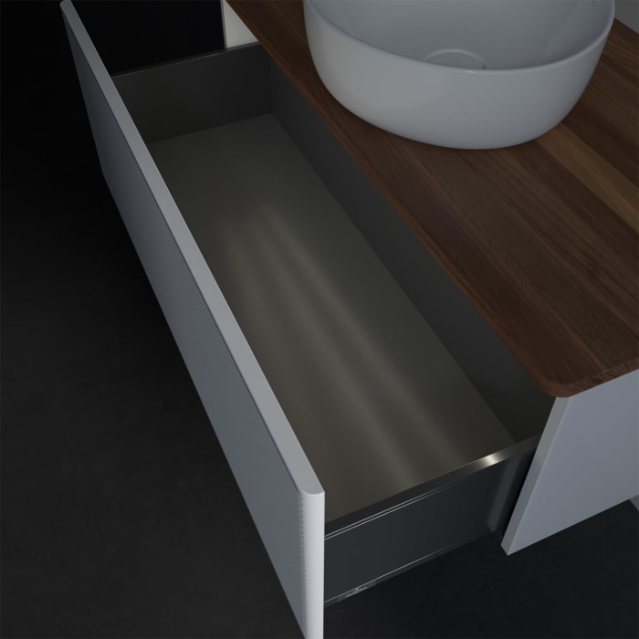 Villeroy & Boch Antao Waschbeckenunterschrank, 100 x 36 cm, 1 Auszug mit LED-Licht, Front mit Struktur, ohne Hahnloch