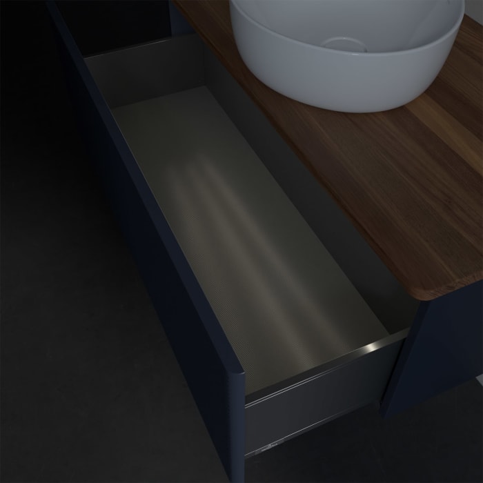 Villeroy & Boch Antao Waschbeckenunterschrank, 100 x 36 cm, 1 Auszug mit LED-Licht, Front mit Struktur, ohne Hahnloch