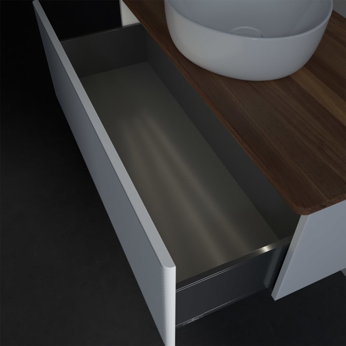 Villeroy & Boch Antao Waschbeckenunterschrank, 100 x 36 cm, 1 Auszug mit LED-Licht, Front mit Struktur, ohne Hahnloch