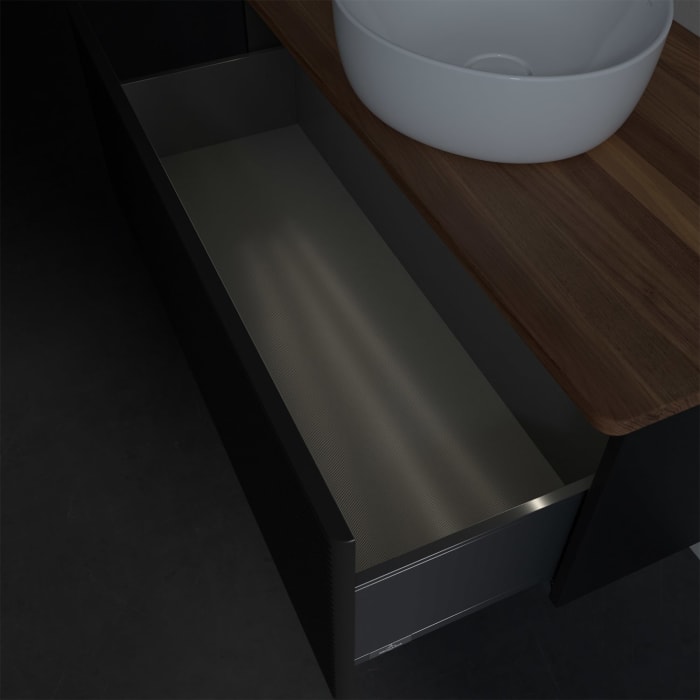 Villeroy & Boch Antao Waschbeckenunterschrank, 100 x 36 cm, 1 Auszug mit LED-Licht, Front mit Struktur, ohne Hahnloch