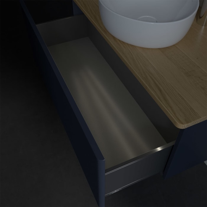 Villeroy & Boch Antao Waschbeckenunterschrank, 100 x 36 cm, 1 Auszug mit LED-Licht, Front mit Struktur, mit Hahnloch