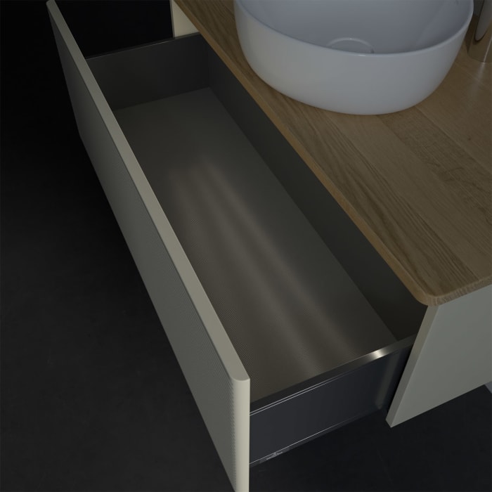 Villeroy & Boch Antao Waschbeckenunterschrank, 100 x 36 cm, 1 Auszug mit LED-Licht, Front mit Struktur, mit Hahnloch