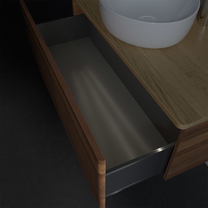 Villeroy & Boch Antao Waschbeckenunterschrank, 100 x 36 cm, 1 Auszug mit LED-Licht, Front mit Struktur, mit Hahnloch