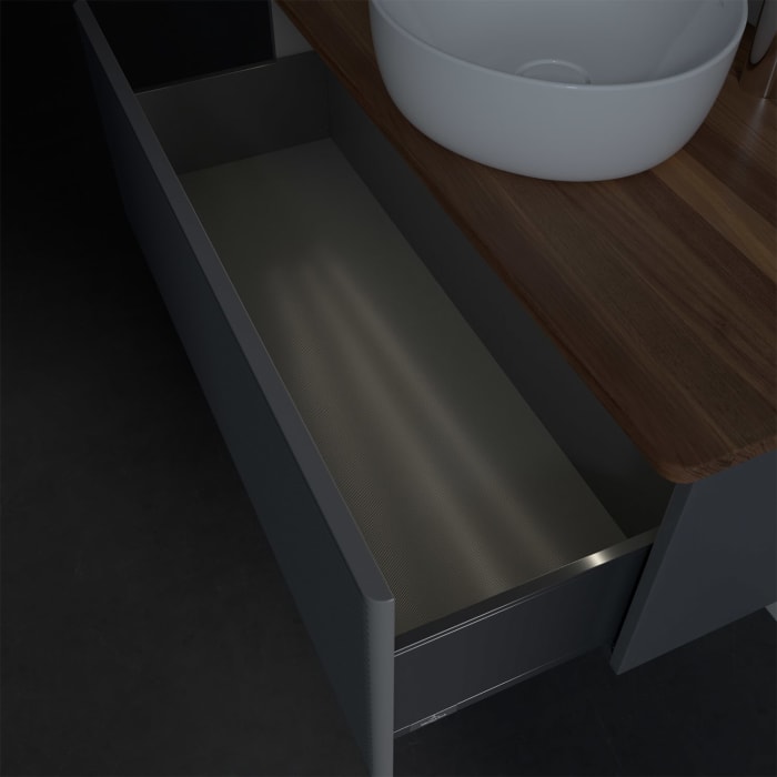 Villeroy & Boch Antao Waschbeckenunterschrank, 100 x 36 cm, 1 Auszug mit LED-Licht, Front mit Struktur, mit Hahnloch